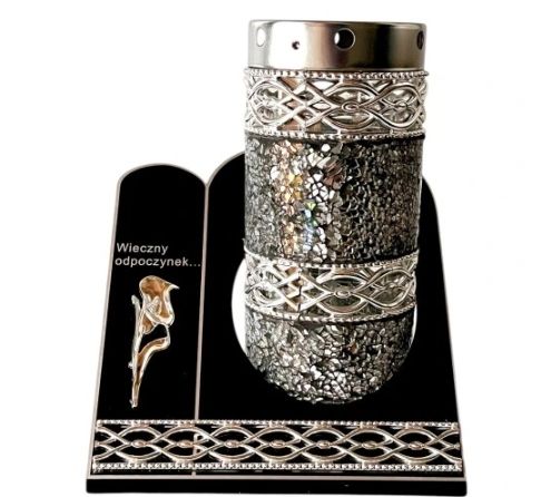 ZNICZ WITRAŻ KAPLICZKA AKRYL MOZAIKA DUŻY CIĘŻKI SREBRNY na Arena.pl