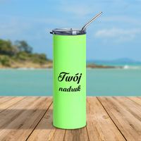 Kubek ze słomką 600 ml podwójne ścianki neonowy zielony - z Twoim nadrukiem