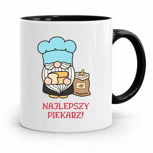 Kubek Czarny Prezent Dla Najlepszego Piekarza Z Nadrukiem Ze Zdjęciem na Arena.pl