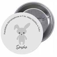 Przypinki buttony PRZEDSZKOLE zajaczek- twój tekst