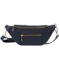 VERA PELLE nerka skórzana saszetka biodrówka V563 granatowa