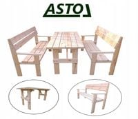 Stół ogrodowy z ławkami biesiadny drewniany nowy komplet 150cm 35mm