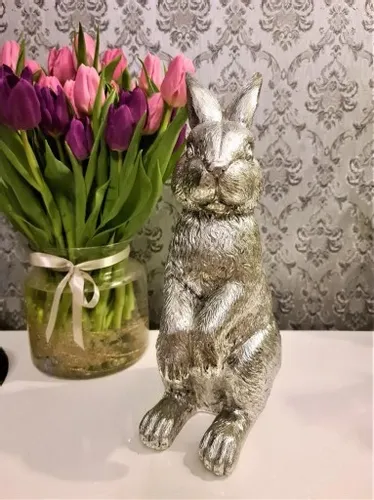FIGURKA OZDOBNA - SREBRNY ZAJĄC KRÓLIK model I na Arena.pl