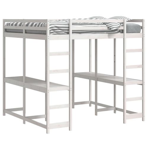 Łóżko na antresoli, z biurkiem i drabinką, białe, 160x200 cm na Arena.pl