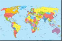 100 70CM OBRAZ PŁÓTNO MAPA ŚWIATA PŁÓTNO RAMA