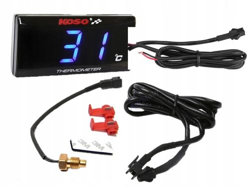 Termometr , wskaźnik temperatury silnika KOSO SLIM - niebieski na Arena.pl