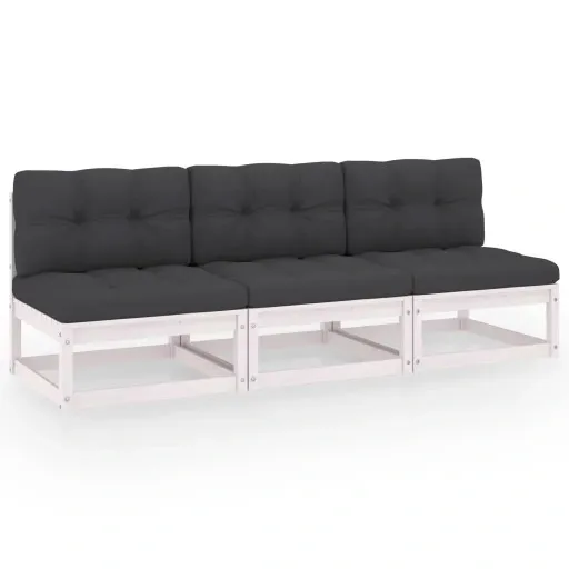 3-osobowa sofa z poduszkami, lite drewno sosnowe zdjęcie 1