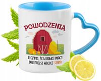 Pożegnanie Z Pracy Kubek Błękitny Z Uszkiem W Kształcie Serca Na Prezent
