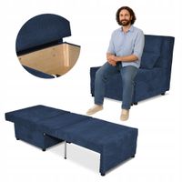 Fotel rozkładany funkcja spania KIMO pojemnik pościel granat