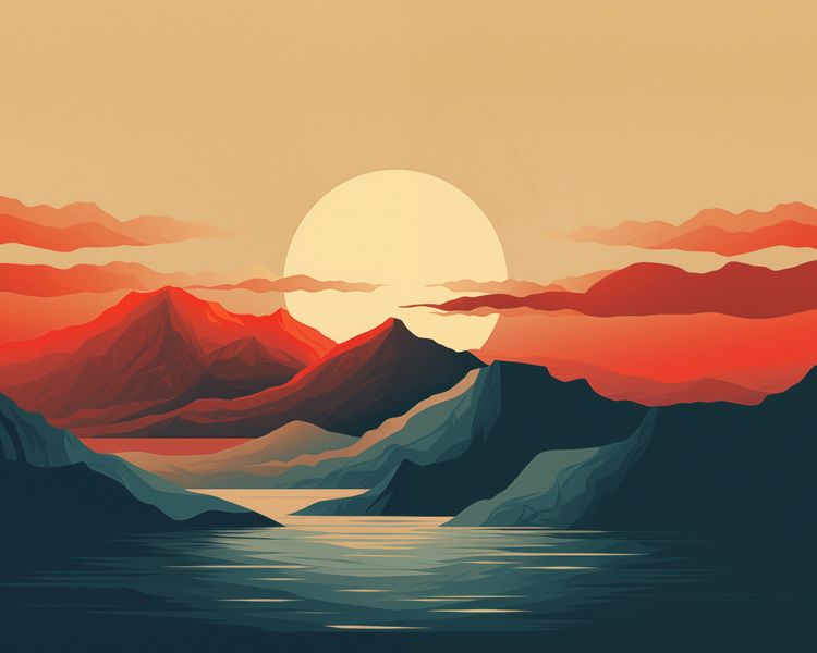 Plakat 50x40cm Zachód Słońca nad Górami zdjęcie 1