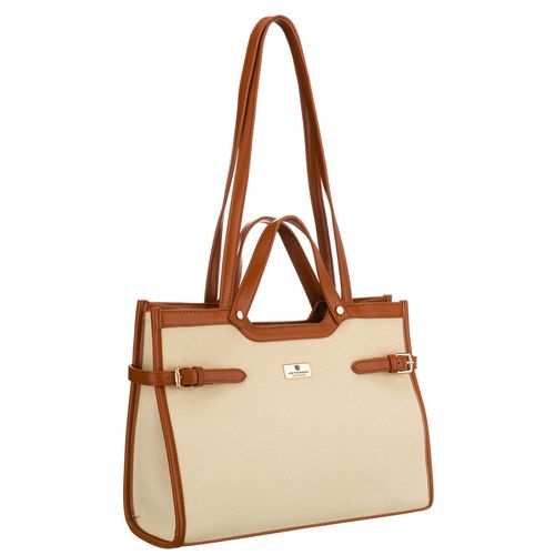 klasyczna, duża torebka damska w kolorach brązowym i ecru - peterson na Arena.pl