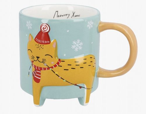 Kubek ceramiczny świąteczny 3D wystające nogi 480ml kot na Arena.pl
