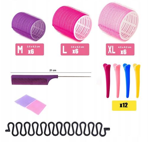 ZESTAW WAŁKI DO WŁOSÓW NA RZEPY DUŻO WAŁKÓW - 34 ELEMENTY na Arena.pl