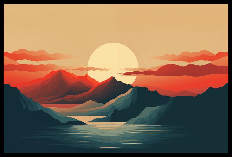 Plakat 60x40cm Zachód Słońca nad Górami zdjęcie 2