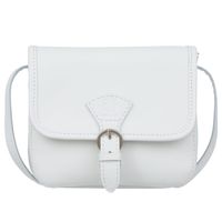 VERA PELLE torebka damska skórzana listonoszka z paskiem V482 biała