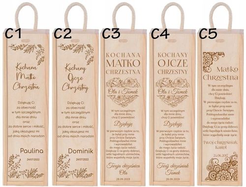 PODZIĘKOWANIA DLA RODZICÓW ŚWIADKÓW CHRZESTNYCH ŚLUB SKRZYNKA NA WINO na Arena.pl