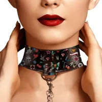 shots ouch! obroża z rzepem i smyczą, skora ekologiczna, czarna