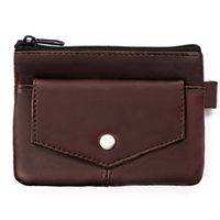 etui ze skóry naturalnej w brązowym kolorze z kieszonkami na suwak