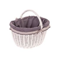 Wiklinowy Kosz na Zakupy Wybielany Obszyty tkaniną 44x31 H21/35 cm