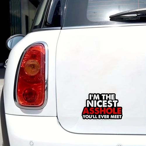 Naklejka Jestem najmilszym Dupkiem na Twojej Drodze JOKE PRUNK WLEPKA AUTO na Arena.pl