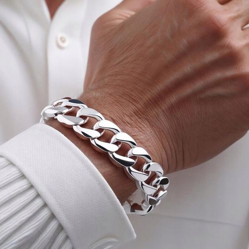 PEŁNA BRANSOLETKA SREBRNA MĘSKA PANCERKA SREBRO PRÓBA 925 DIAMENTOWANA na Arena.pl