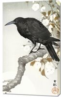 Obraz 60x100cm A Crow and The full Moon, Koson Japoński Vintage do Salonu