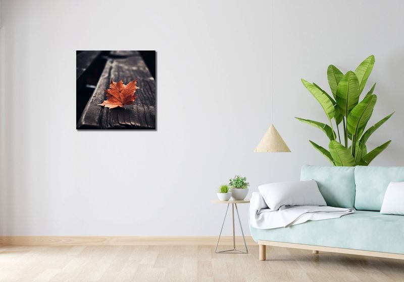 Obraz 60x60cm Pojedynczy Liść zdjęcie 2