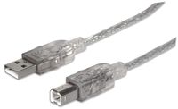 KABEL MANHATTAN  USB A-B M/M 3,0m USB2.0 Hi-Speed srebrny 340458