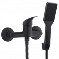 Bateria prysznicowa czarna ścienna jednouchwytowa ze słuchawką i wężem YOKA