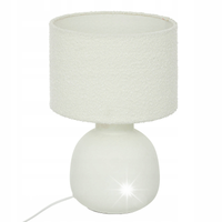 LAMPA STOŁOWA CERAMICZNA BIAŁA KLOSZ BOUCLE DO SYPIALNI SALONU LAIL 43X28CM
