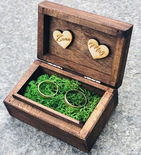 DREWNIANE PUDEŁKO NA OBRĄCZKI BRĄZOWE MECH ŚLUB na Arena.pl