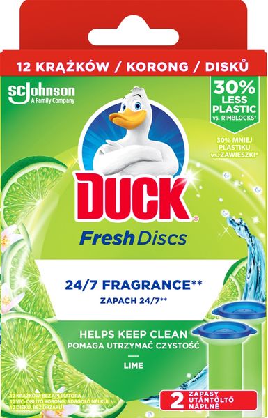 DUCK FRESH DISCS KRĄŻEK DO WC LIMONKA 2 X 36 ML zdjęcie 3