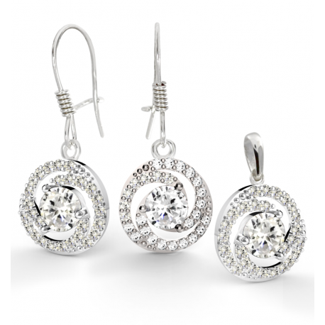 SREBRNY KOMPLET KOŁA Z CYRKONIAMI PRÓBA SREBRA 925 zdjęcie 1