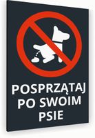 Tabliczka znak informacyjny 20x15 Antracyt POSPRZĄTAJ PO SWOIM PSIE Dibond