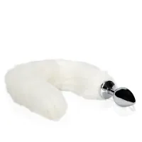 ouch! by shots fox tail plug metalowy z puszystym ogonem srebrny