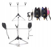 ZESTAW ROD POD ALUMINIUM STOJAK NA WĘDKI 2 SYGNALIZATORY 2 HANGERY