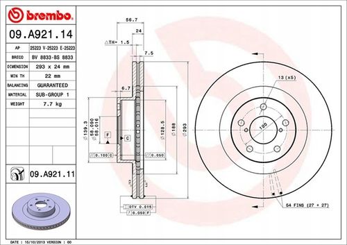 TARCZA HAM PRZOD 293X24 V BREMBO na Arena.pl
