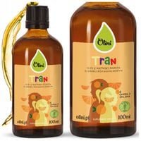 Tran Norweski pomarańczowy Omega-3 Olini witamina D3 i A EPA DHA 100 ml