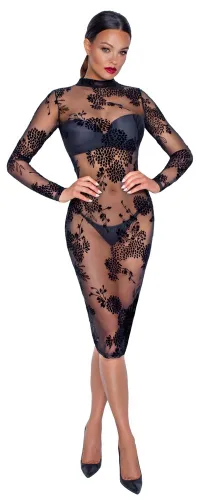 noir sukienka damska m kwiatowy wzor transparentna powernet na Arena.pl