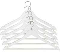 Wieszaki ubranie 5 szt. zestaw drewno białe swe