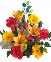 Stroik ULA1 kompozycja grób cmentarz sztuczne kwiaty duże donica STANPOL