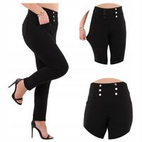 SPODNIE DAMSKIE ELEGANCKIE Z GUZIKAMI ELASTYCZNE WYSOKI STAN DUŻE ROZMIARY