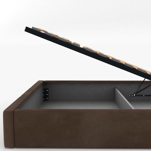 ŁÓŻKO TAPICEROWANE DO SYPIALNI 120x200 ŁÓŻKO PODWÓJNE Z POJEMNIKIEM BRĄZOWE na Arena.pl