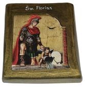 Ikona Święty Florian patron strażaków, hutników i koksowników, kominiarzy