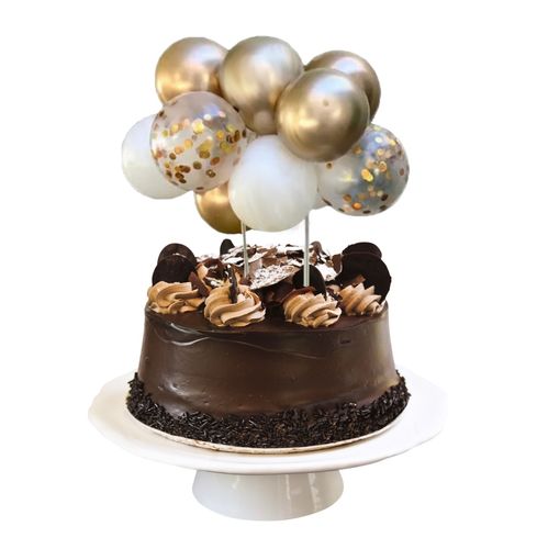 TOPPER BALONOWY NA TORT ZŁOTY BIAŁE DEKORACJA NA IMPREZĘ URODZINOWĄ na Arena.pl