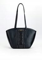 Monnari - elegancka torebka shopper czarny mat wstawka croco lakier BAG2300