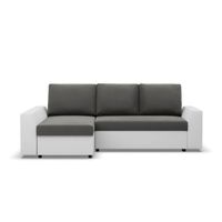 Narożnik z funkcją spania, Viktor, velvet, 243x140x92 cm, biel | TYLETEGOTU