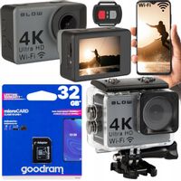 KAMERA SPORTOWA GO PRO4U 4K UHD WIFI USB AKCESORIA KARTA 32 GB PILOT ZESTAW