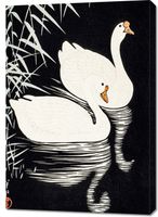 Obraz 70x100cm White Chinese Geese, Koson Japoński Vintage do Salonu