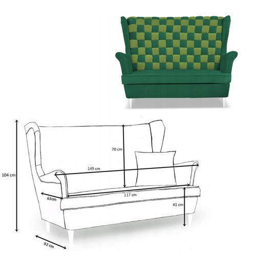 Zestaw uszak CAROL DUO sofa fotele Family Meble seledynowo - zielony na Arena.pl